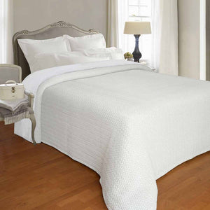 Herringbone Washable Jacquard Bedspread-white